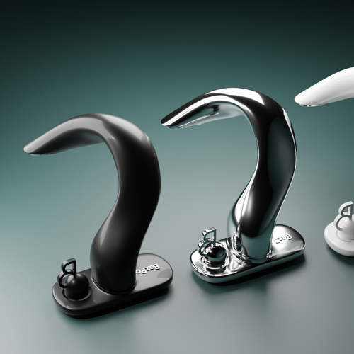 3-dimensional design with the title '3D concept design for a unique faucet'