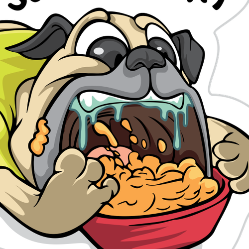 Pug design with the title 'Hungry Pugg Emoji'