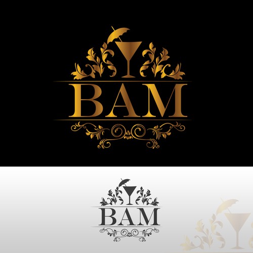 Liquor logo with the title 'Modern-Gold logo'