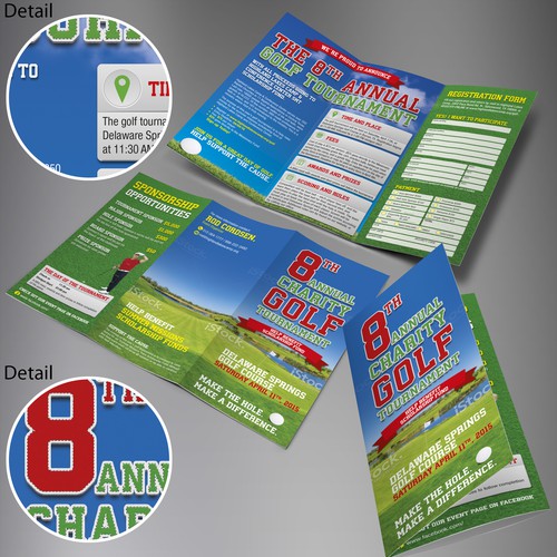 Charity design with the title '8th Annual Charity Gold Tournament tri-fold Brochure'