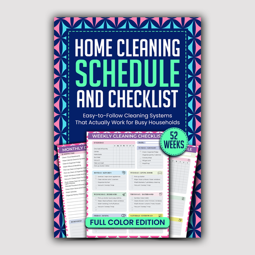 Checklist design with the title 'Home Cleaning Schedule and Checklist'