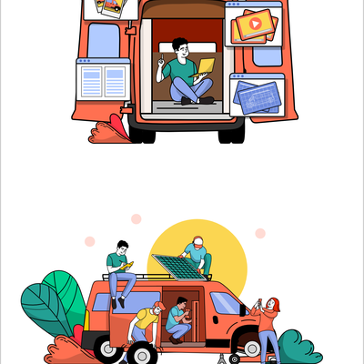 Illustrations for a Van Build Tutorial Marketplace