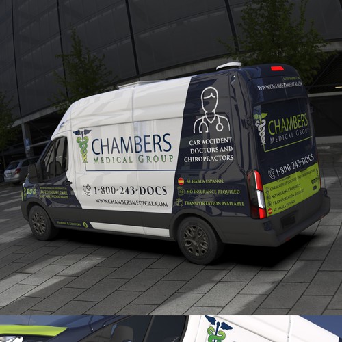 Transit design with the title 'Van wrap - medical group'