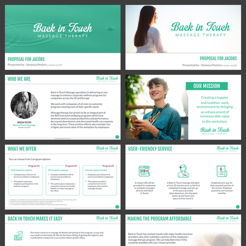 Massage design with the title 'A  Massage Therapy Pitch Deck'