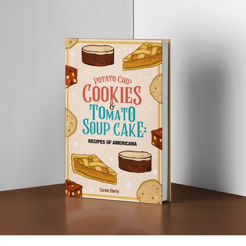 Cake design with the title 'Cookbook illustrated cover design'