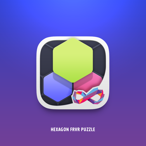 Puzzle design with the title 'Hexagon Puzzle Game Icon'