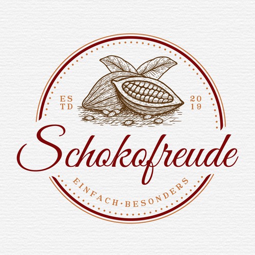Vintage circle logo with the title 'Schokofreude'