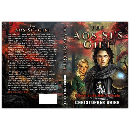 Elf design with the title 'Book Cover for a High Fantasy Novel'