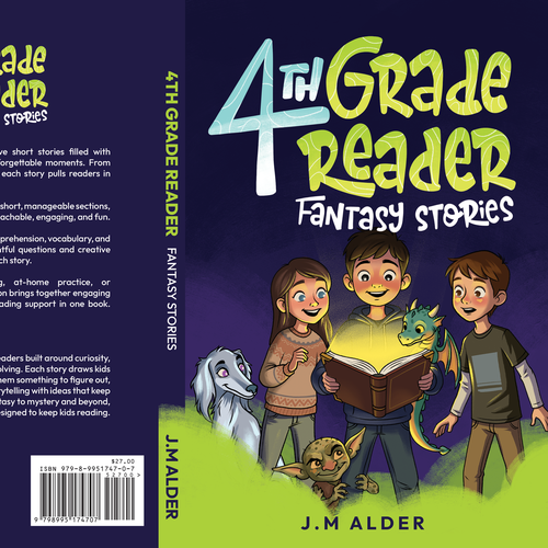 Book cover with the title '4th Grade Reader : Fantasy Stories'