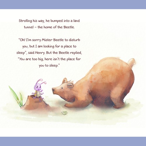 Bear illustration with the title 'Children's book - Bear in Watercolor'