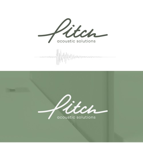 Acoustic design with the title 'Handcrafted soundwave lettering for Pitch acoustic solutions'