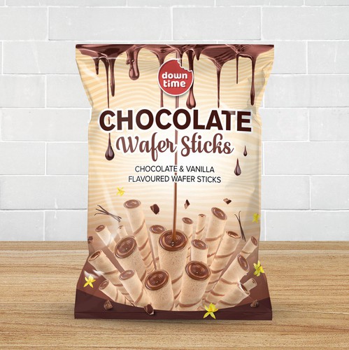 Chocolate design with the title 'Chocolate Wafer Sticks Packet '