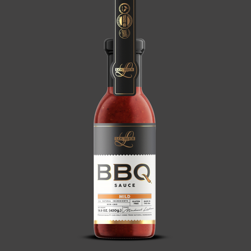 Hot sauce label with the title 'Premium Hot Sauce Label Design, USA '