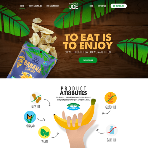 Wood website with the title 'Homepage redesign for BananaJoe'