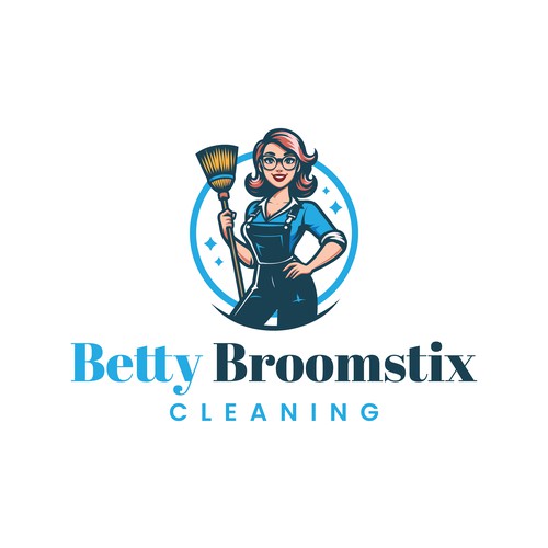 Cleaning design with the title 'Clean Logo Design for Betty Broomstix Cleaning'