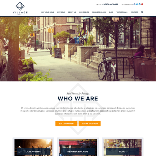 Real estate website with the title 'Village Realty'