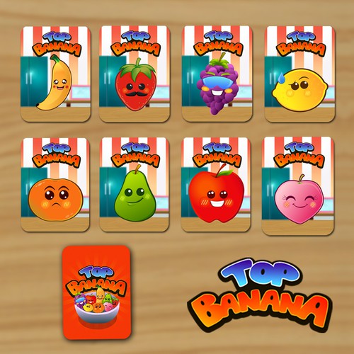 Fruit artwork with the title 'i like banana'