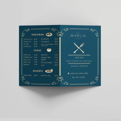 Print-ready design with the title 'Restaurant Food & Bar Menu'