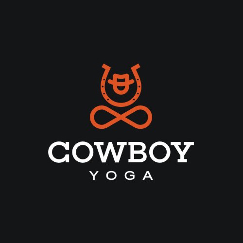 Fun logo with the title 'Minimalist design for Cowboy Yoga'