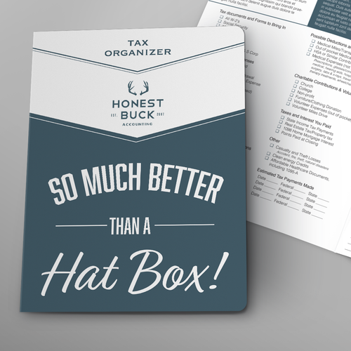 Cheeky design with the title 'Honest Buck Tax Organizer'