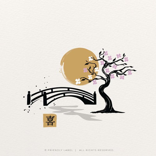 Zen design with the title 'Zen, serene Japanese garden'