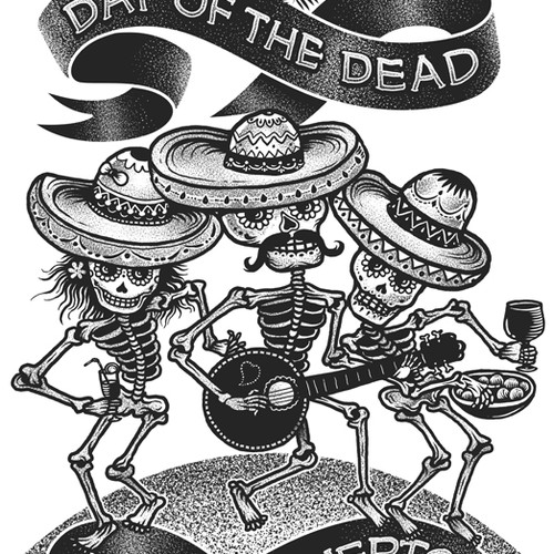 Artwork with the title 'Día de los Muertos illustration for E-Cards.com'