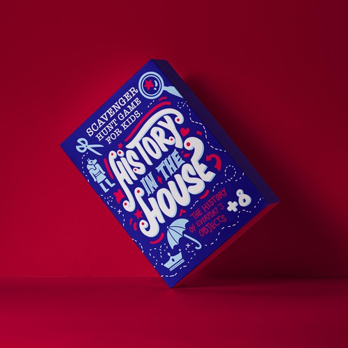 Typography packaging with the title 'Fully Illustrated game box for kids'