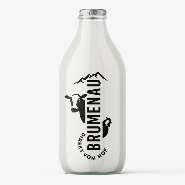 Cow brand with the title 'Logo for the direct marketing of farm milk with home delivery'