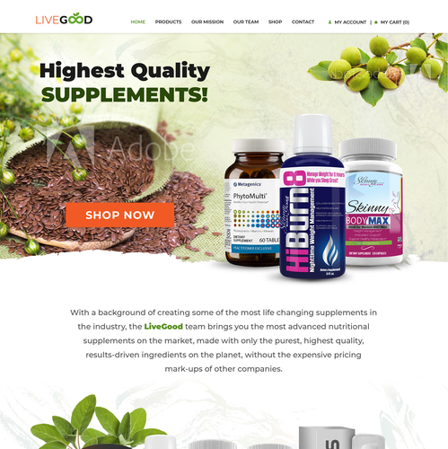 Medical website with the title 'Nutrition Supplement Website Design'