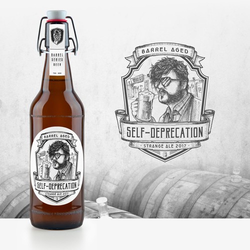 Old school logo with the title 'Vintage Sketch style logo for Seasonal Barreled Beer'