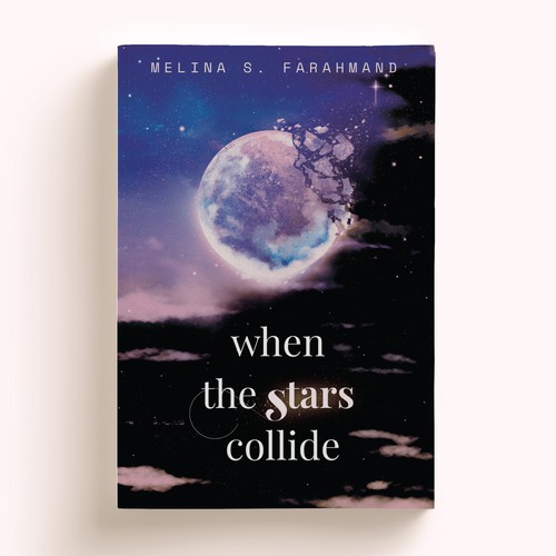 Hand-drawn book cover with the title 'Cover for a poetry book When the Stars Collide'