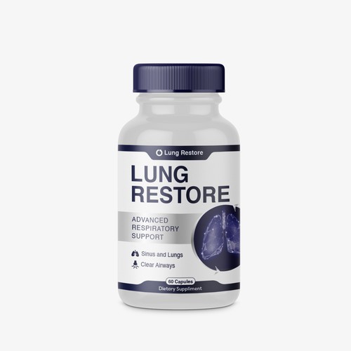Blue label with the title 'Lung restore '