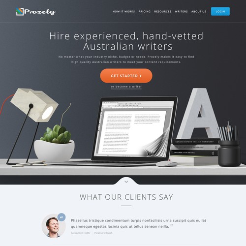 Copywriting design with the title 'Prozely'