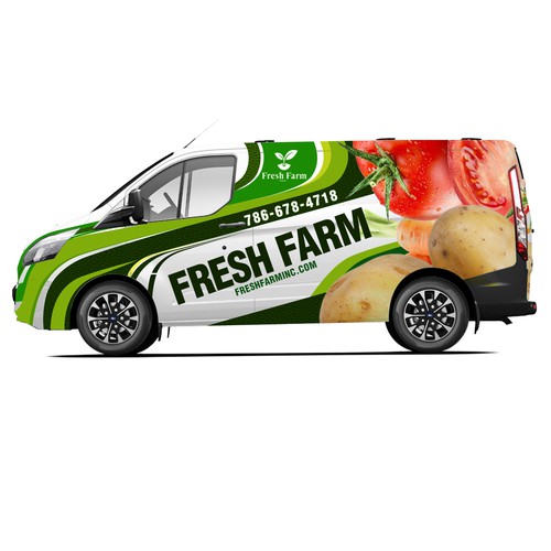 Wrapping design with the title 'Create a slick vehicle wrap design for Produce Delivery company'