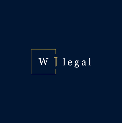 W logo with the title 'Simple and clever logo design that integrates a subtle pillar for a Law firm.'