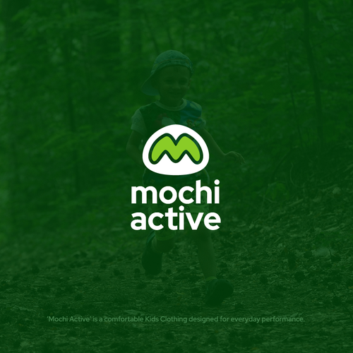 Letter m design logo with the title 'Simple logo for Kids Clothing'