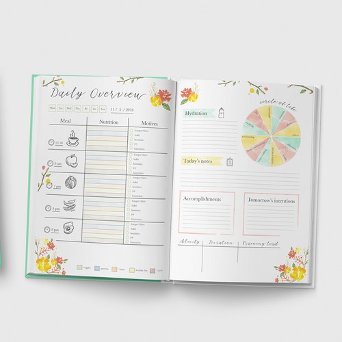 Journal design with the title 'Health planner'