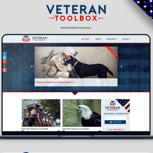 Theme design with the title 'Veteran Toolbox WordPress theme'