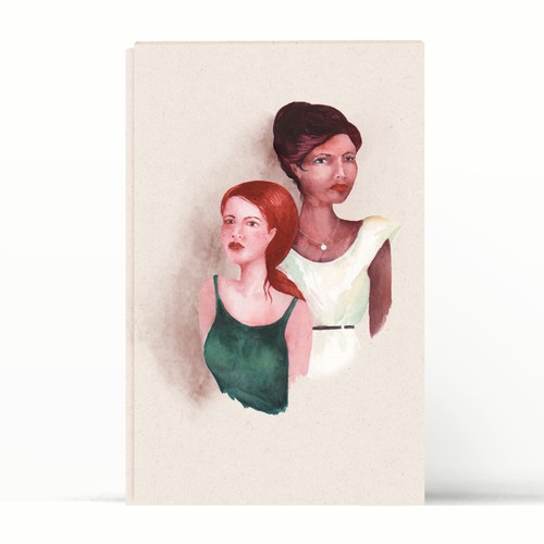 Custom illustration with the title 'Two female characters for a book cover'
