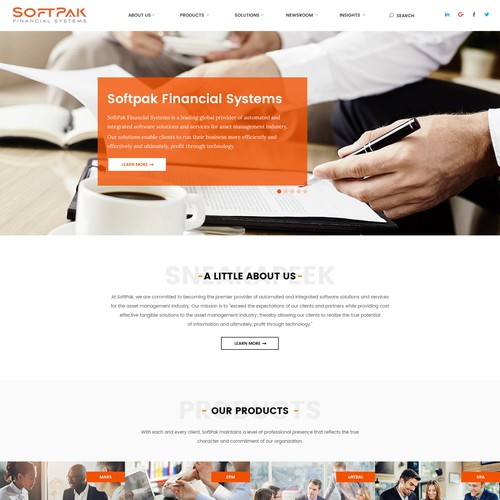 Bank design with the title 'Softpak Financial Systems'