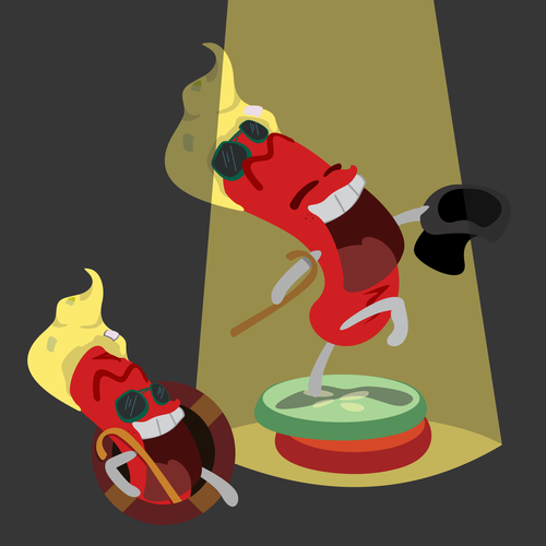 Hot dog design with the title 'Cloo the Hotdog'