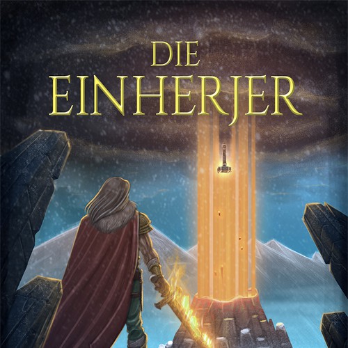 Knight design with the title 'Die Einherjer book cover'