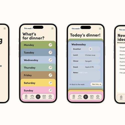 Planner design with the title 'Meal planner app design'