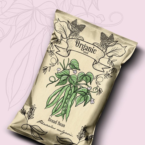 Flower packaging with the title 'Organic seed package design 🌱 Plahnt'