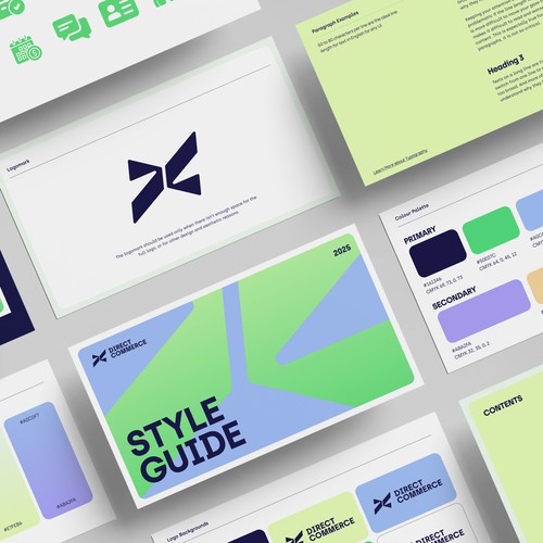 Design with the title 'A bold and modern brand identity for Direct Commerce'