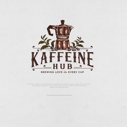 Rustic design with the title 'Logo for Kaffeine Hub'