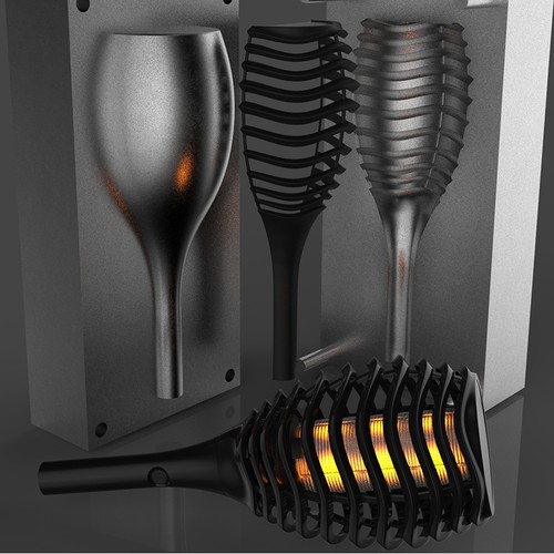 Lamp design with the title 'Flickering flame Solar-LED lights '