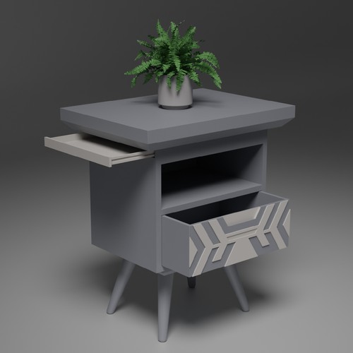 Table design with the title '3d Bohemian style bedside table '