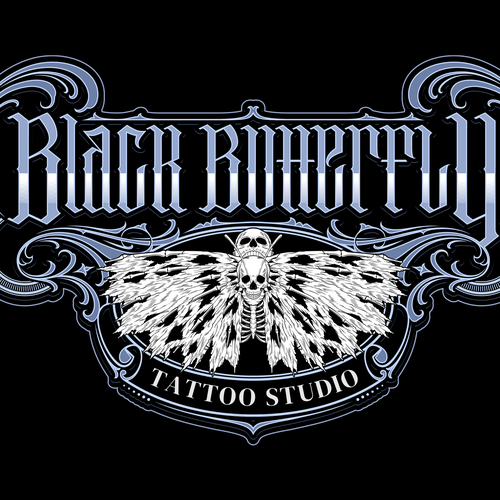 Tattoo logo with the title 'Black Butterfly'