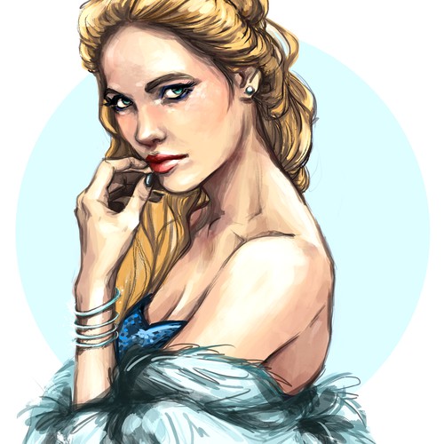 Beauty illustration with the title 'Cindy, contemporary Cinderella'